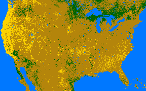 Preview-sized U.S. vegetation greeness index map for Period 14 of 1998, illustrating spatial variations in plant vigor, with greener tones indicating higher biomass and browner tones indicating stressed vegetation,              comparing current crop/vegetation change in biomass to same period from the previous year.