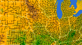 Preview-sized Corn Belt vegetation greeness index map for Period 14 of 2012, illustrating spatial variations in plant vigor, with greener tones indicating higher biomass and browner tones indicating stressed vegetation.