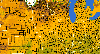 Preview-sized Corn Belt vegetation greeness index map for Period 14 of 2013, illustrating spatial variations in plant vigor, with greener tones indicating higher biomass and browner tones indicating stressed vegetation.